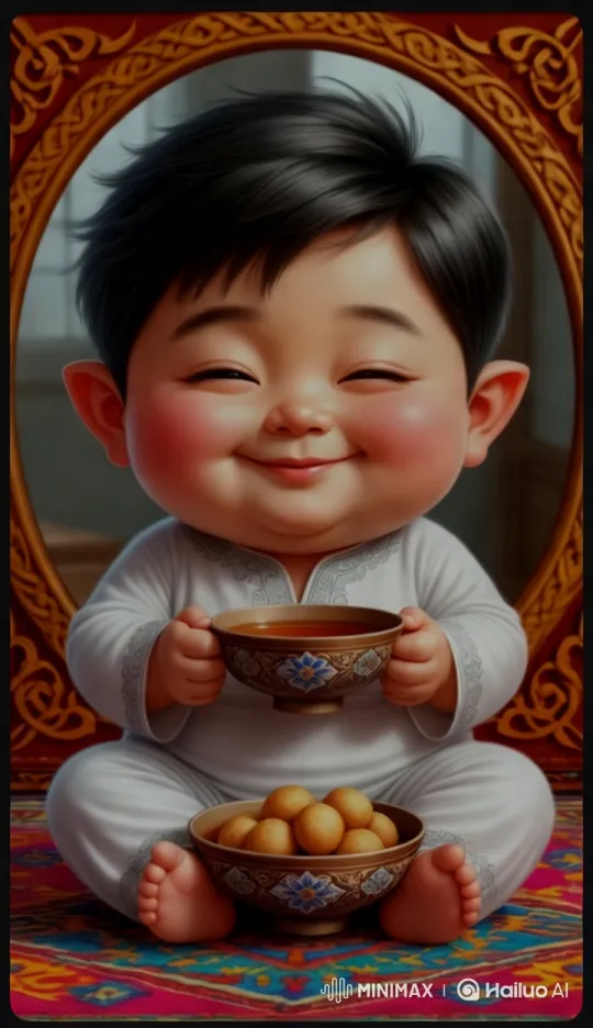 Child Enjoying Tea in Ornate Setting – AI Generated Video | Hailuo AI