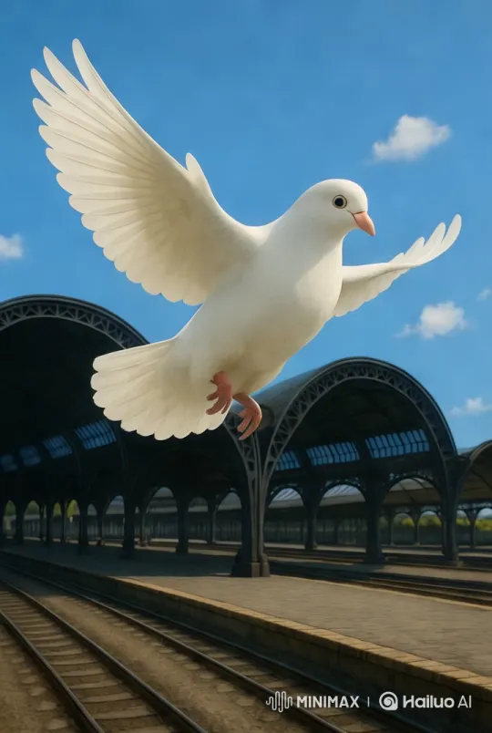 Dramatic Return of Pigeons to an Architectural Platform – AI Generated Video | Hailuo AI