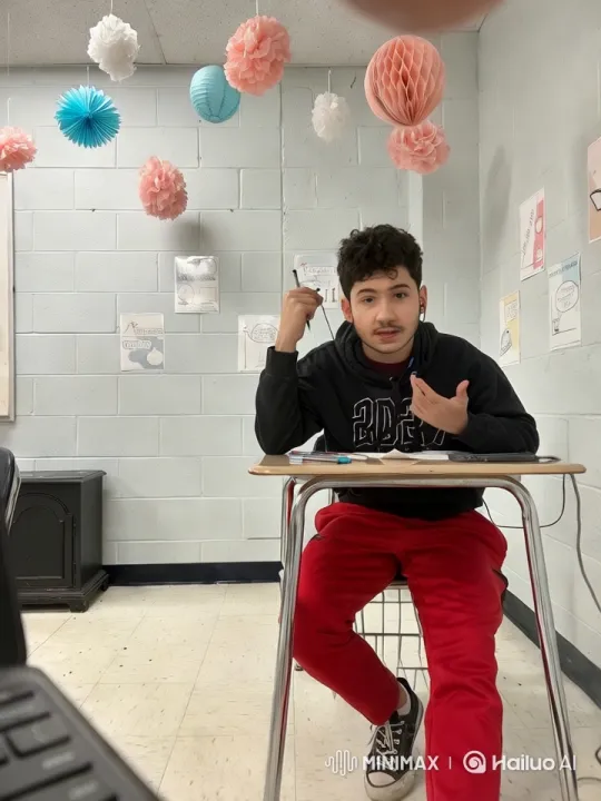 Young Man Stuffs Hot Dog Down Throat in Classroom – AI Generated Video | Hailuo AI