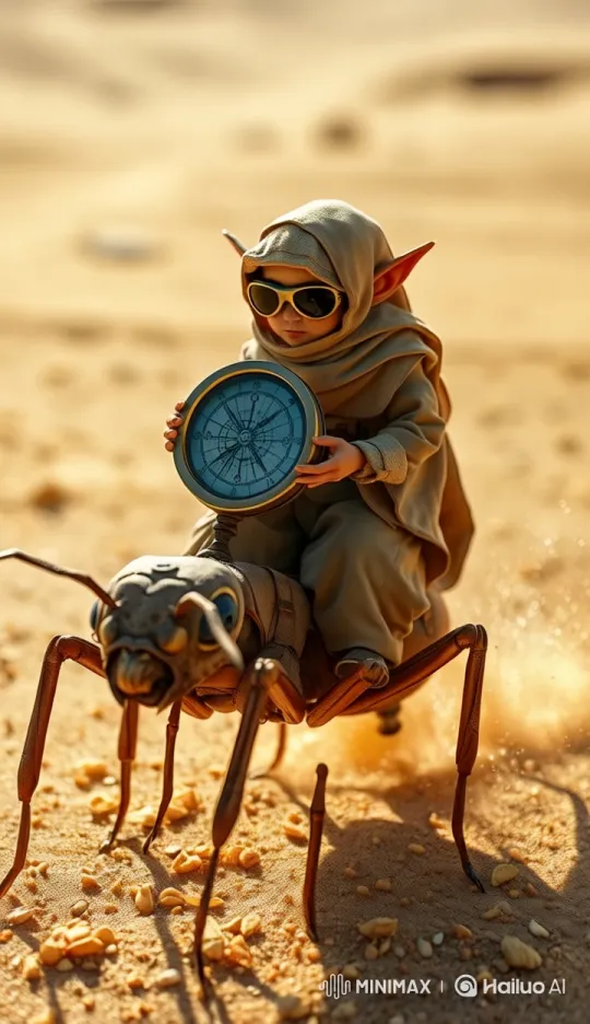 Desert Journey: Character Rides Insect in Live2D Animation – AI Generated Video | Hailuo AI