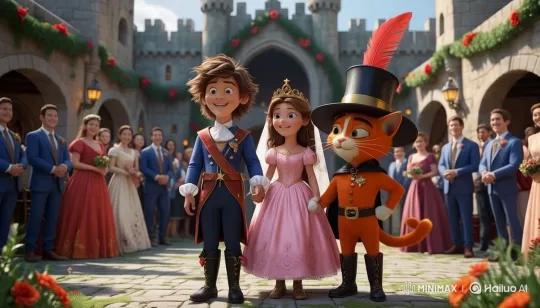 Grand Wedding Celebration in Pixar Style Castle – AI Generated Video | Hailuo AI
