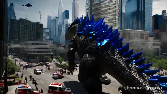 Colossal Black Creature Menaces Bustling Cityscape – AI Generated Video | Hailuo AI