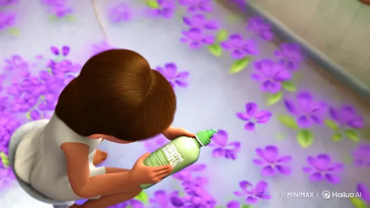 Child Transforms Bathroom into Enchanted Floral Ballet – AI Generated Video | Hailuo AI