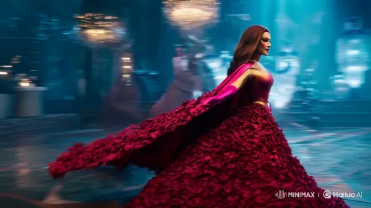 Bruna Marquezine Seduces in Marsala Red with Dramatic Camera Work – AI Generated Video | Hailuo AI