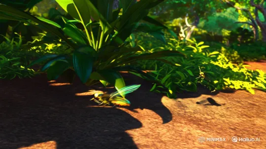 Insects in Aerial Battle: Lush Setting, Dynamic Camera Work – AI Generated Video | Hailuo AI