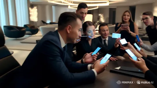 High-Tech Business Meeting in Sophisticated Conference Room – AI Generated Video | Hailuo AI
