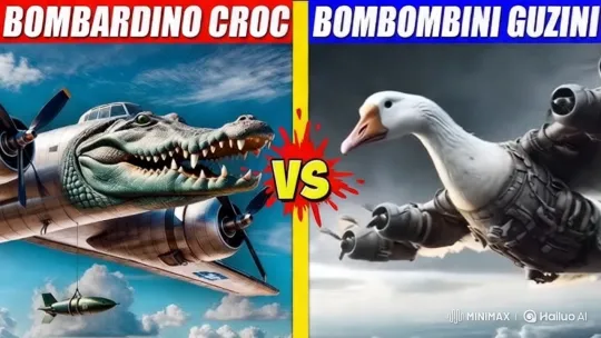 High-Style Aircraft Clash: Bombardino Croc vs. Bombombini Guzini – AI Generated Video | Hailuo AI