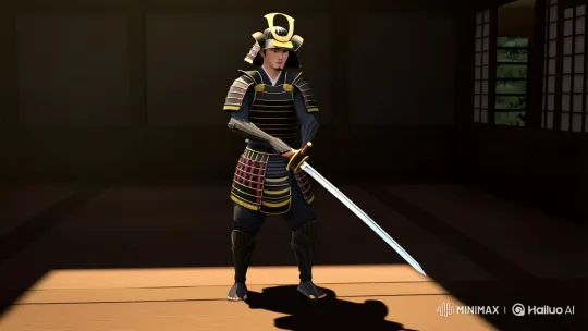 Samurai Nakito Prepares for Combat in Aesthetic Scene – AI Generated Video | Hailuo AI