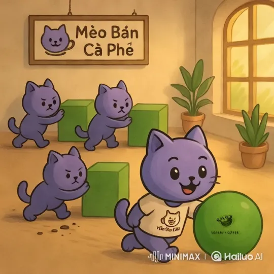 Cozy Café: Playful Cats in Aesthetic Setting – AI Generated Video | Hailuo AI