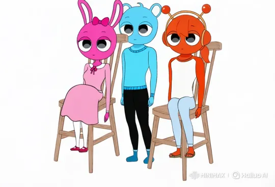 Animated Characters Dance Cheerfully on Chairs – AI Generated Video | Hailuo AI