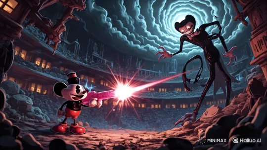 Cuphead and Bendy's Animated Clash in a Cartoon Coliseum – AI Generated Video | Hailuo AI