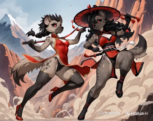 Epic Live2D Fight: Red vs. Black in Dramatic Mountain Setting – AI Generated Video | Hailuo AI