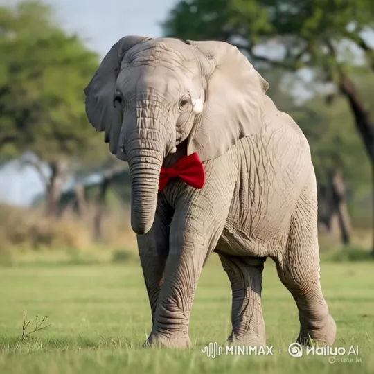 Graceful Elephant in Lush Savannah with Elegant Tracking Shot – AI Generated Video | Hailuo AI
