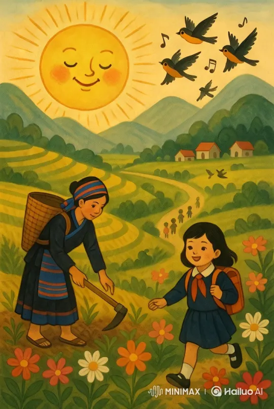 Mother and Daughter in Idyllic Countryside – AI Generated Video | Hailuo AI