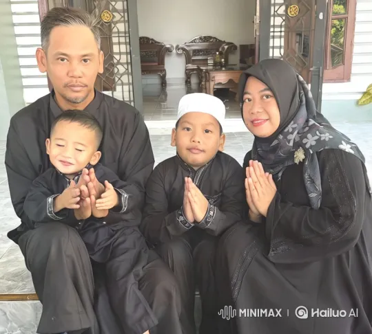 Family Unity in Traditional Attire on Porch – AI Generated Video | Hailuo AI
