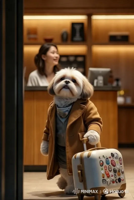 Shih Tzu Dog Arrives at Boutique Hotel with Style – AI Generated Video | Hailuo AI