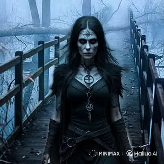 Gothic Woman Walks Through Eerie Forest – AI Generated Video | Hailuo AI