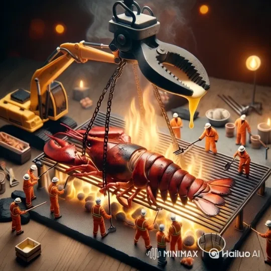 Dramatic Miniature Construction: Grilling Lobster with Melted Butter – AI Generated Video | Hailuo AI
