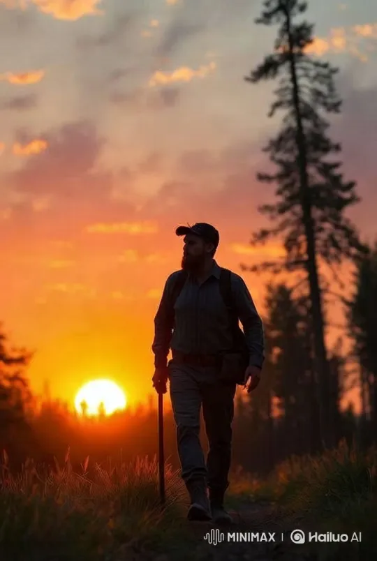 Woodcutter's Tranquil Journey Home at Dusk – AI Generated Video | Hailuo AI