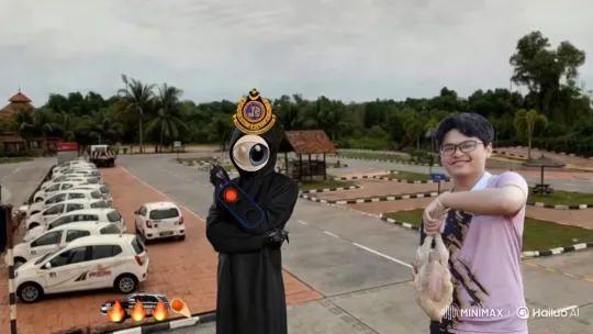 Man with Chicken Battles Figure in Surreal Parking Lot Fight – AI Generated Video | Hailuo AI