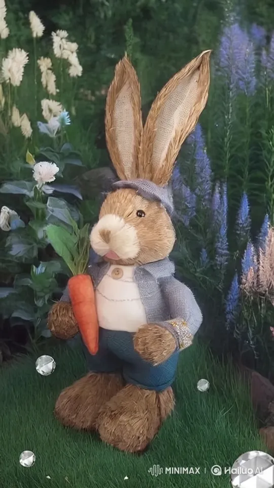 Charming Bunny Walks Through Lush Greenery in Tracking Shot – AI Generated Video | Hailuo AI