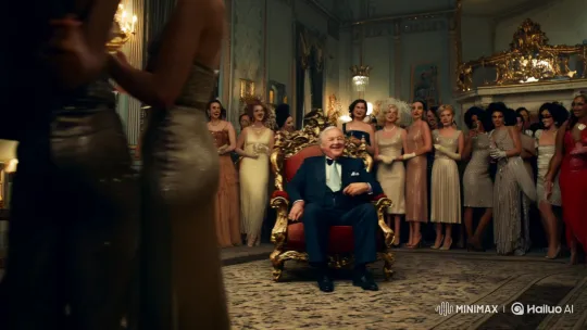 Mafia Boss Revealed as Queen Elizabeth II in Burlesque Party – AI Generated Video | Hailuo AI