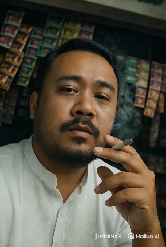 Indonesian Warung Scene: Man Smoking Calmly – AI Generated Video | Hailuo AI