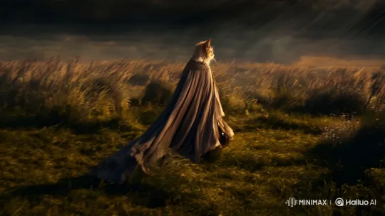 Regal Cat Triumphs Over Stormy Landscape – AI Generated Video | Hailuo AI