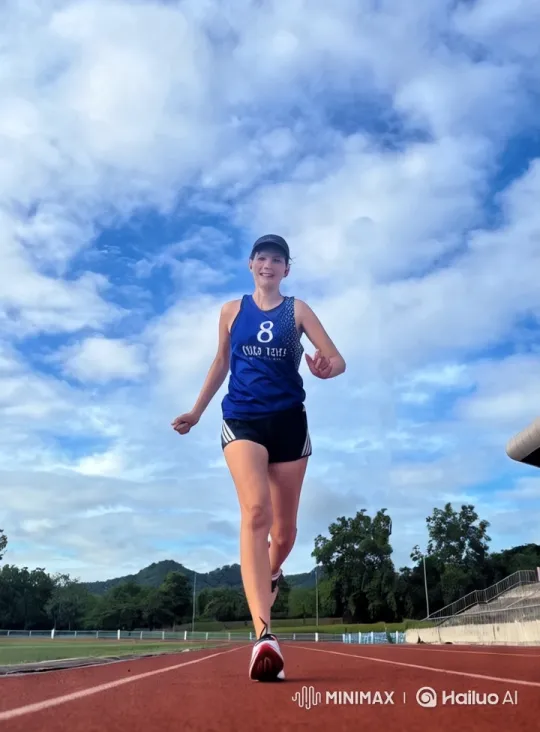 Runner on Track: Aesthetic Motion and Serene Setting – AI Generated Video | Hailuo AI