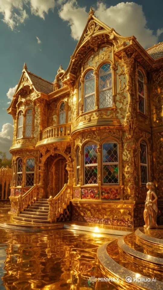 Luxurious Mansion Spectacle with Falling Treasures – AI Generated Video | Hailuo AI