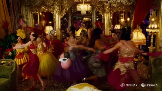Jennifer Aniston's Transformation in a Burlesque Party Scene – AI Generated Video | Hailuo AI