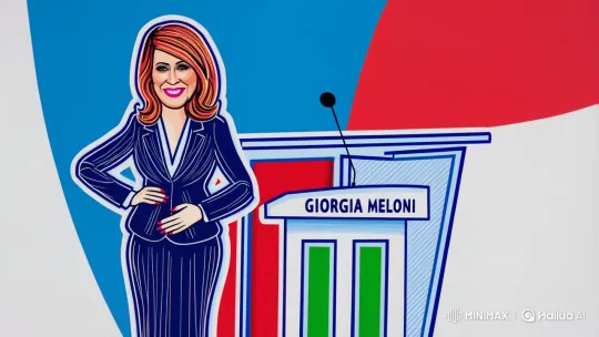 Caricature of Giorgia Meloni with Patriotic Flair – AI Generated Video | Hailuo AI