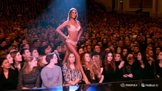 Confident Woman Captivates Audience in Striking Underwear – AI Generated Video | Hailuo AI