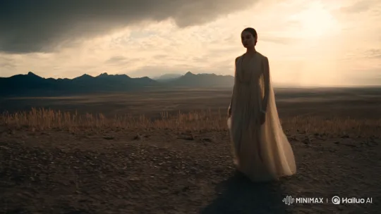 Model's Journey of Resilience in Desolate Grandeur – AI Generated Video | Hailuo AI