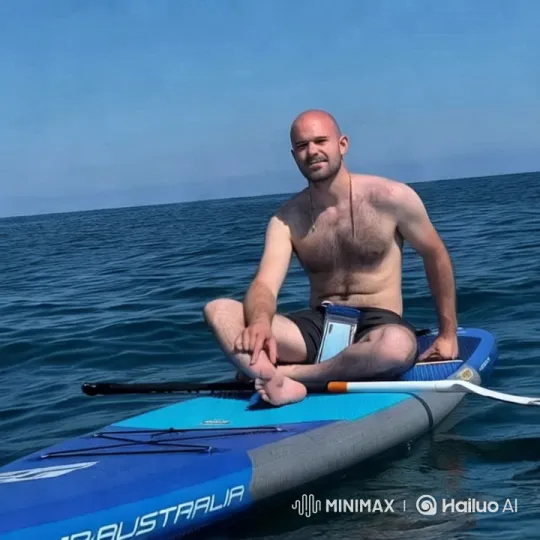 Man Jumps from Paddleboard into Ocean in Stunning Video – AI Generated Video | Hailuo AI