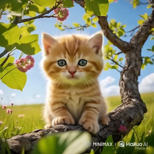 Charming Kitten in Lush Meadow with Aesthetic Appeal – AI Generated Video | Hailuo AI