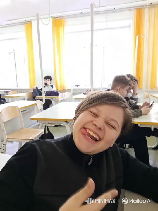 Student Eating Burger in Bright Classroom Setting – AI Generated Video | Hailuo AI