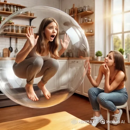 Woman Trapped in Bubble, Girlfriend Laughs – AI Generated Video | Hailuo AI