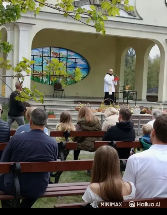 Outdoor Religious Ceremony with Attentive Congregation – AI Generated Video | Hailuo AI