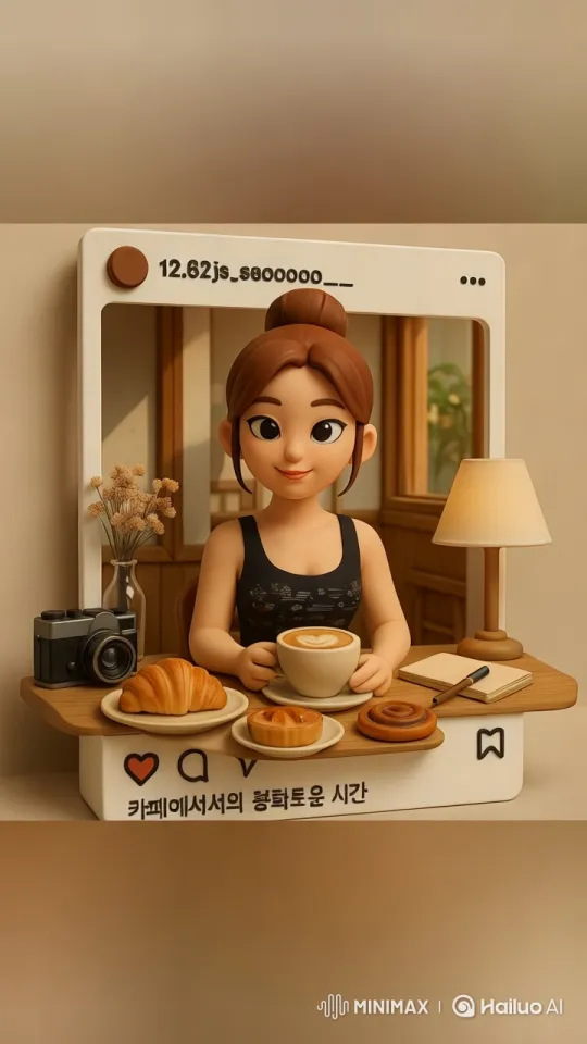 Cozy Café Scene with Smiling Baby Figurine – AI Generated Video | Hailuo AI