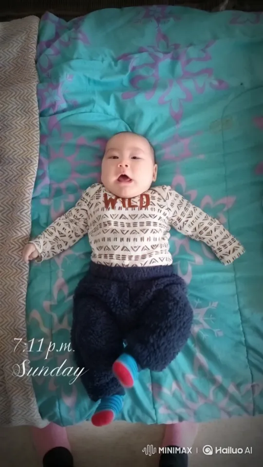 Baby Dancing Joyfully on Colorful Quilt – AI Generated Video | Hailuo AI