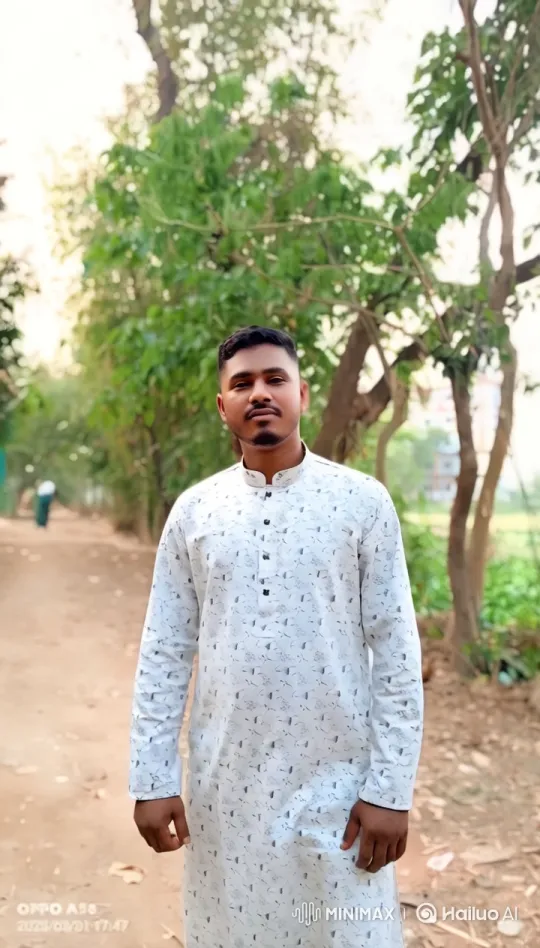 Man in White Kurta Showcased in Serene Natural Setting – AI Generated Video | Hailuo AI
