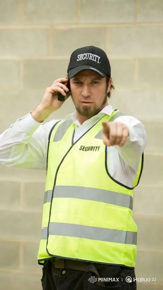 Security Guard Directing Stop with Authority – AI Generated Video | Hailuo AI
