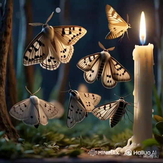Enchanting Moths Dance Around Candle in Serene Forest Night – AI Generated Video | Hailuo AI