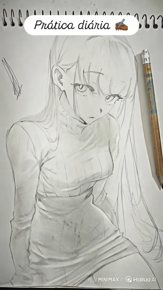 Live2D Animated Pencil Sketch of a Curious Girl – AI Generated Video | Hailuo AI