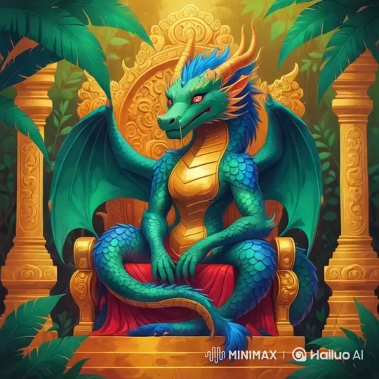 Regal Dragon Sits on Ornate Throne Amidst Grandeur – AI Generated Video | Hailuo AI