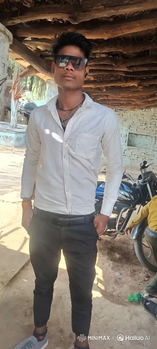 Young Man in White Shirt Showcases Fashion Under Rustic Setting – AI Generated Video | Hailuo AI