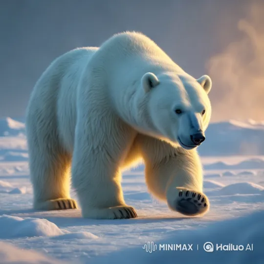 Polar Bear's Determined Search in the North Pole Wastes – AI Generated Video | Hailuo AI