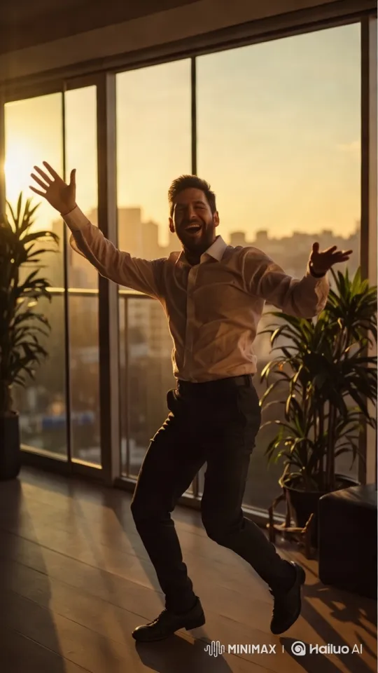 Messi Celebrates Business Success in Sophisticated Office – AI Generated Video | Hailuo AI