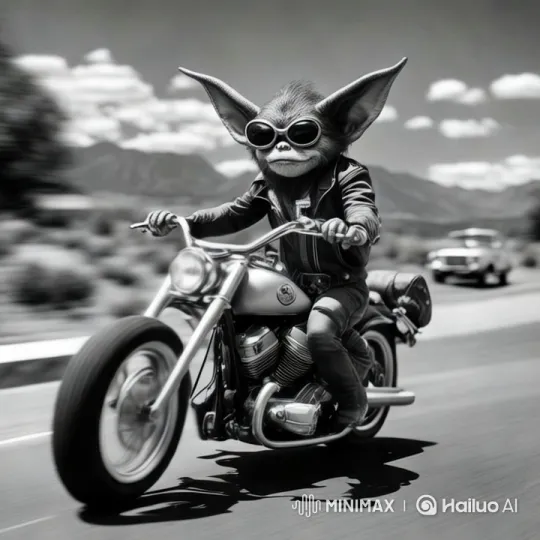 Vintage Motorcycle Ride on Deserted Road – AI Generated Video | Hailuo AI